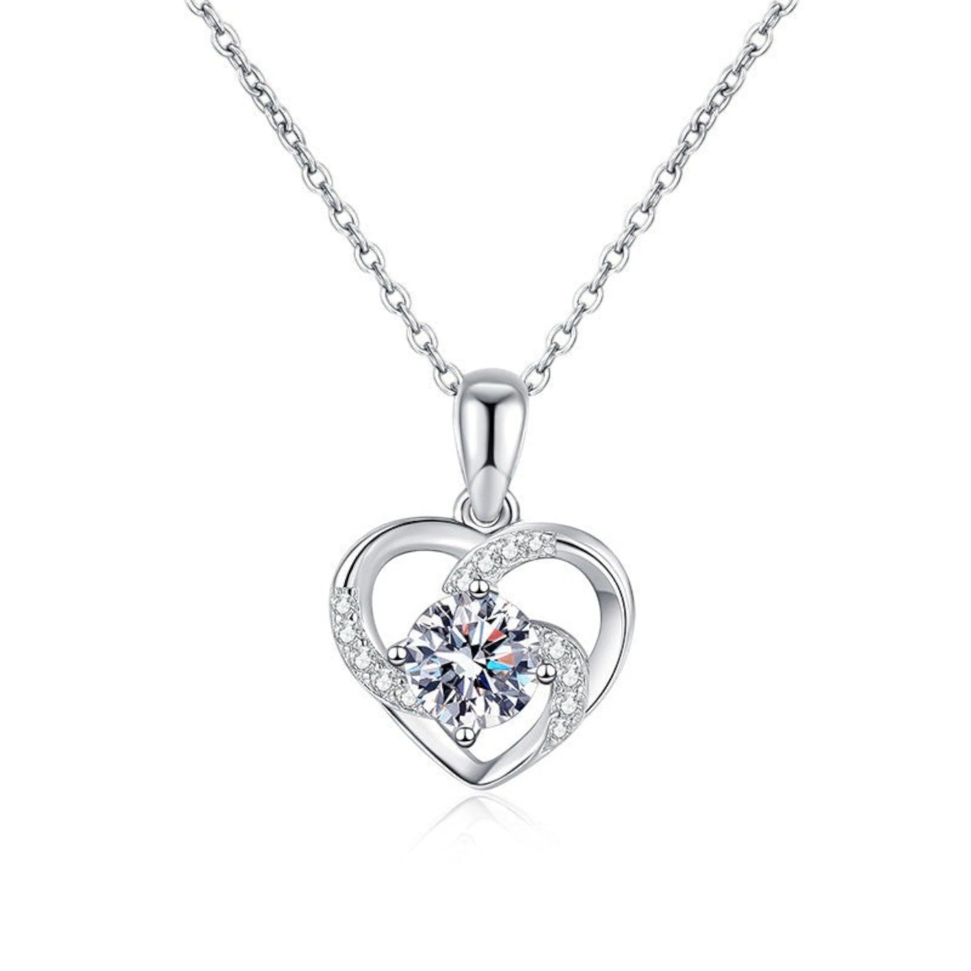 Aurae Moissanite Dancing Heart Pendant Necklace S925 Sterling Silver D VVS1 product front view