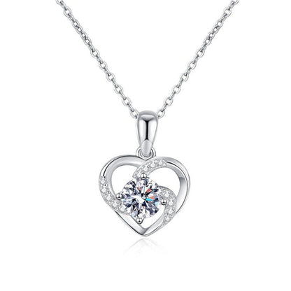 Aurae Moissanite Dancing Heart Pendant Necklace S925 Sterling Silver D VVS1 product front view