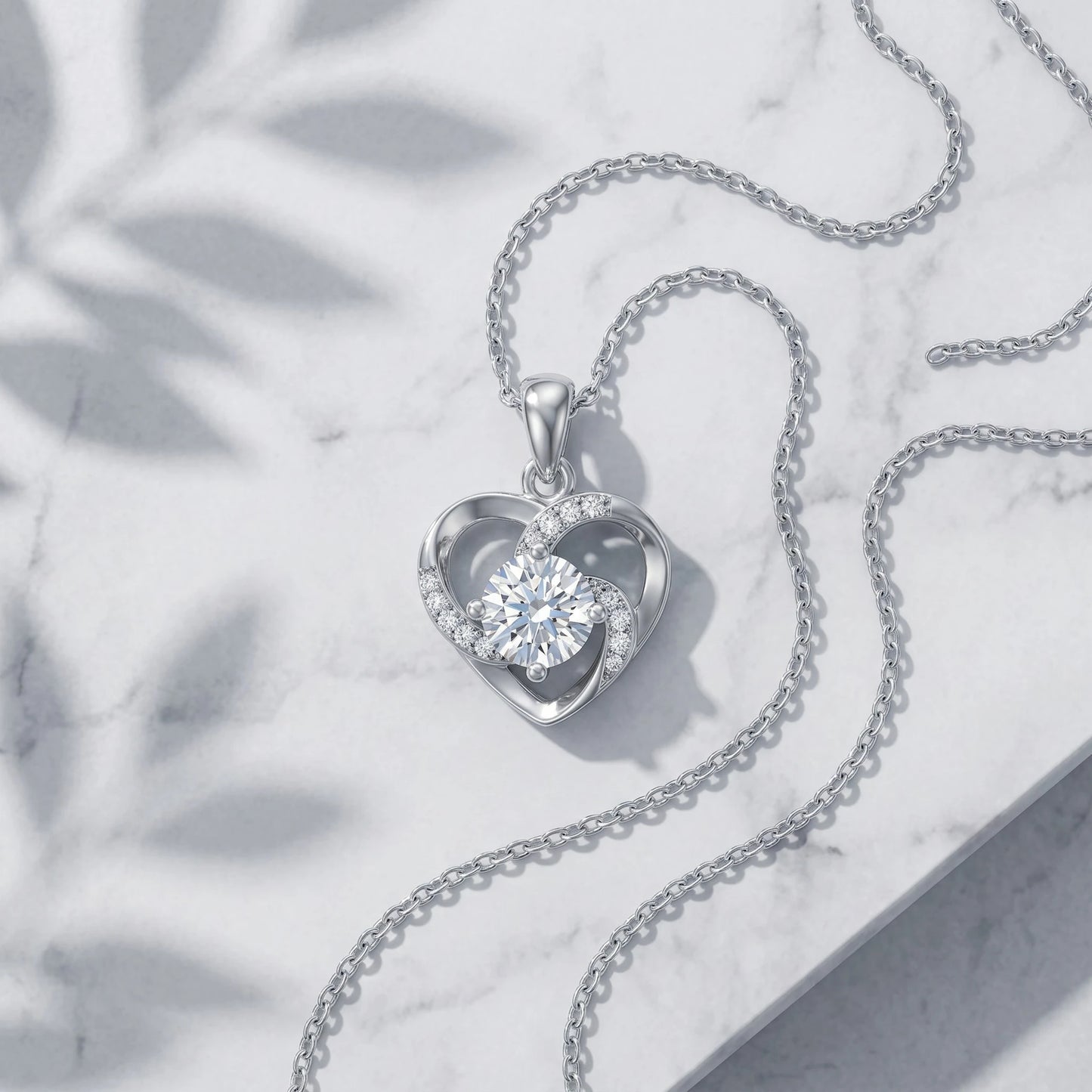 Aurae Moissanite Dancing Heart Pendant Necklace S925 Sterling Silver D VVS1 detail close-up shot