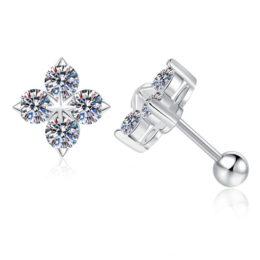 Aurae Moissanite Clover Stud Earrings S925 Sterling Silver Hypoallergenic product front view