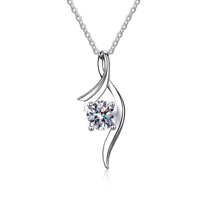 Aurae 1ct Moissanite Ribbon Twist Pendant Necklace S925 Sterling Silver product front view