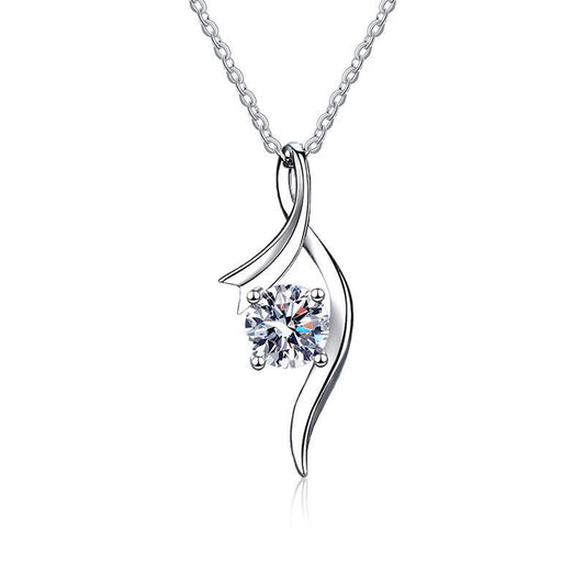 Aurae 1ct Moissanite Ribbon Twist Pendant Necklace S925 Sterling Silver product front view