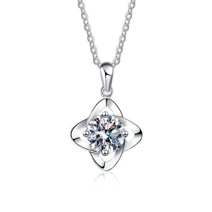 Aurae Moissanite Abstract Clover Twist Pendant Necklace S925 Sterling Silver product front view