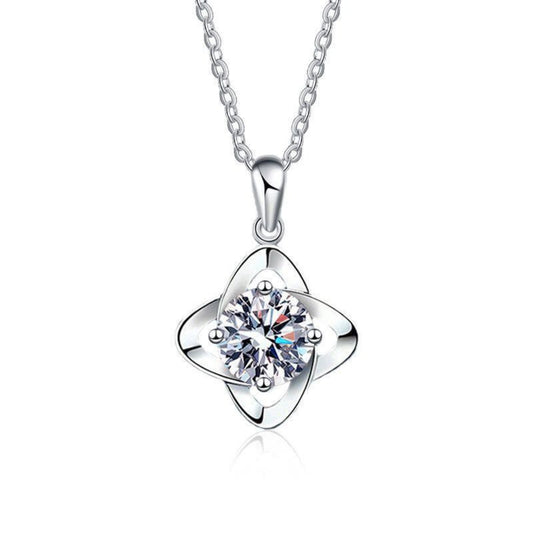 Aurae Moissanite Abstract Clover Twist Pendant Necklace S925 Sterling Silver product front view