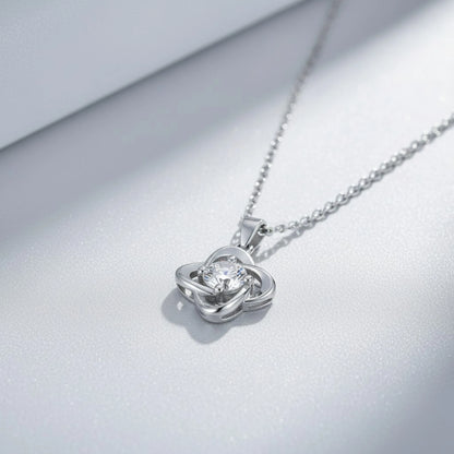 Aurae Moissanite Abstract Clover Twist Pendant Necklace S925 Sterling Silver detail close-up shot