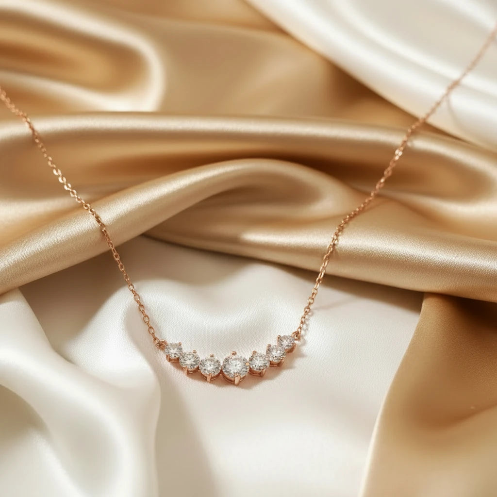 Moissanite Smile Curve Classic Link Pendant Necklace