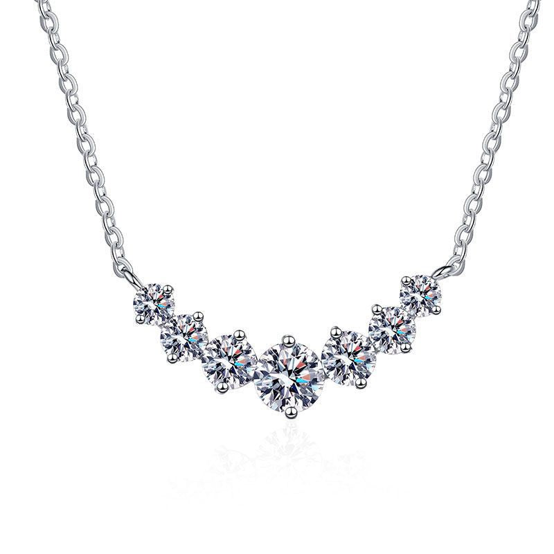 Aurae Moissanite Smile Curve Pendant Necklace S925 Sterling Silver D VVS1 product front view