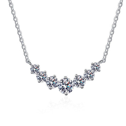Aurae Moissanite Smile Curve Pendant Necklace S925 Sterling Silver D VVS1 product front view