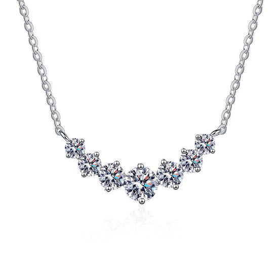 Aurae Moissanite Smile Curve Pendant Necklace S925 Sterling Silver D VVS1 product front view
