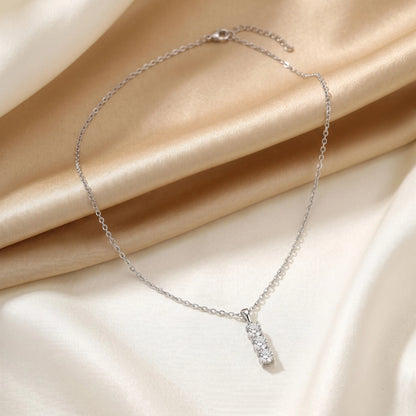 Aurae 3ct Three-Stone Moissanite Pendant Necklace S925 Sterling Silver D VVS1 detail close-up shot
