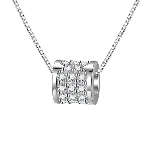 Moissanite Pave Barrel Pendant Necklace