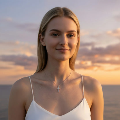 Moissanite Classic Sparkling Cross Pendant Necklace