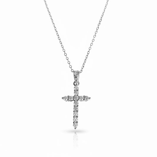Moissanite Classic Sparkling Cross Pendant Necklace