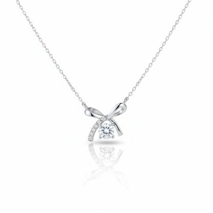 Moissanite Petite Bowknot Ribbon Pendant Necklace