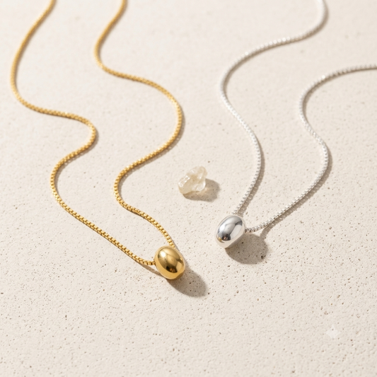 Delicate Oval Bean Pendant Necklace