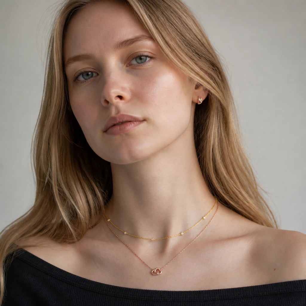 Moissanite Interlocking Hearts Pendant Necklace