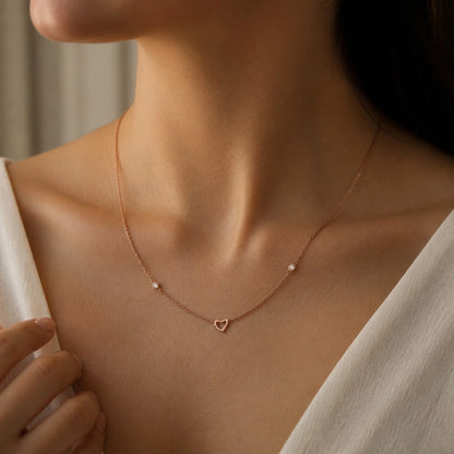 Moissanite Tiny Heart Pendant Necklace