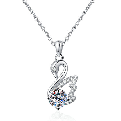 Aurae 1ct Moissanite Swan Pendant Necklace S925 Sterling Silver D VVS1 product front view