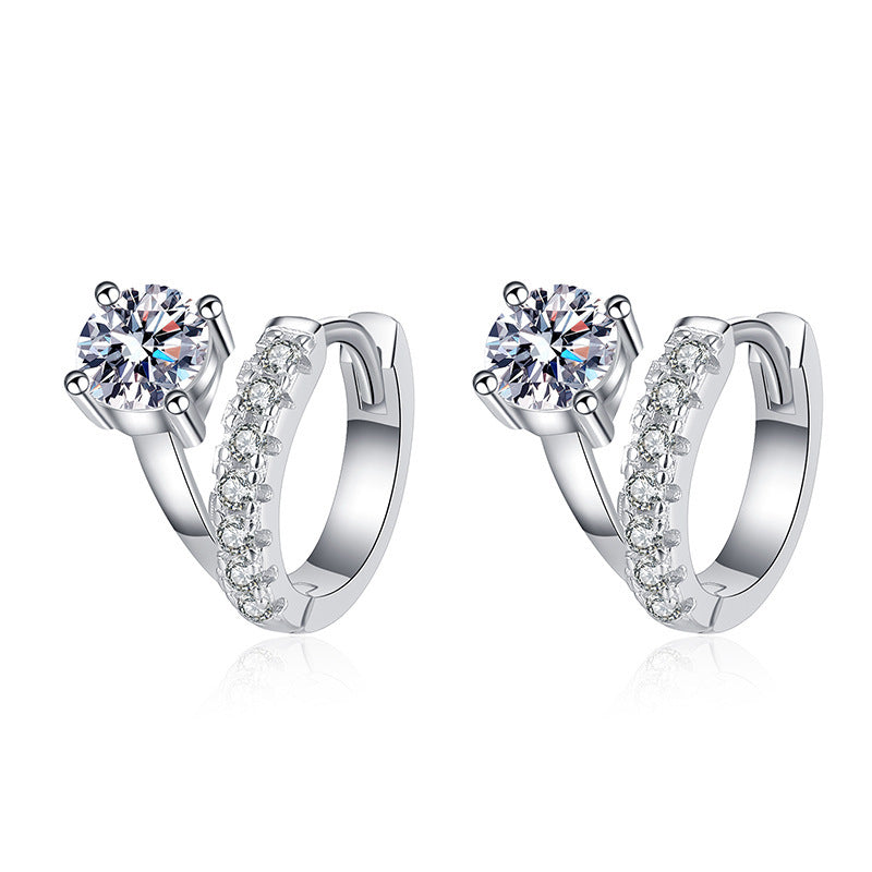Moissanite Asymmetric French Curve Earrings
