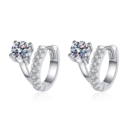 Moissanite Asymmetric French Curve Earrings