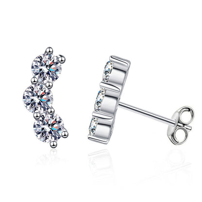 Moissanite Delicate Smile Curve Stud Earrings