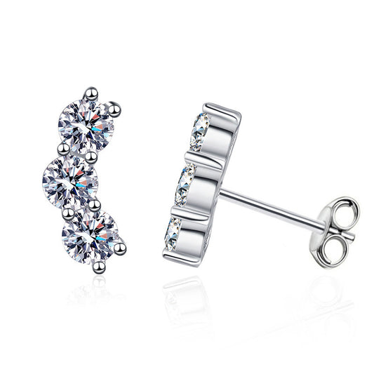 Moissanite Delicate Smile Curve Stud Earrings