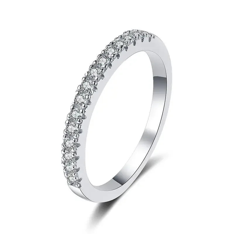 Aurae Moissanite Minimal Pavé Stacking Ring S925 Sterling Silver D VVS1 product front view