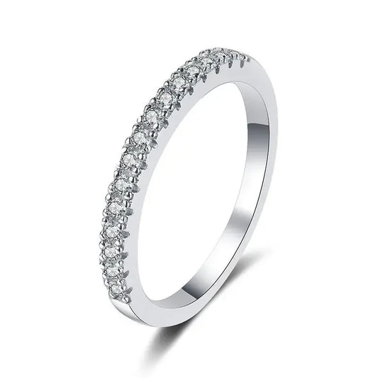 Aurae Moissanite Minimal Pavé Stacking Ring S925 Sterling Silver D VVS1 product front view