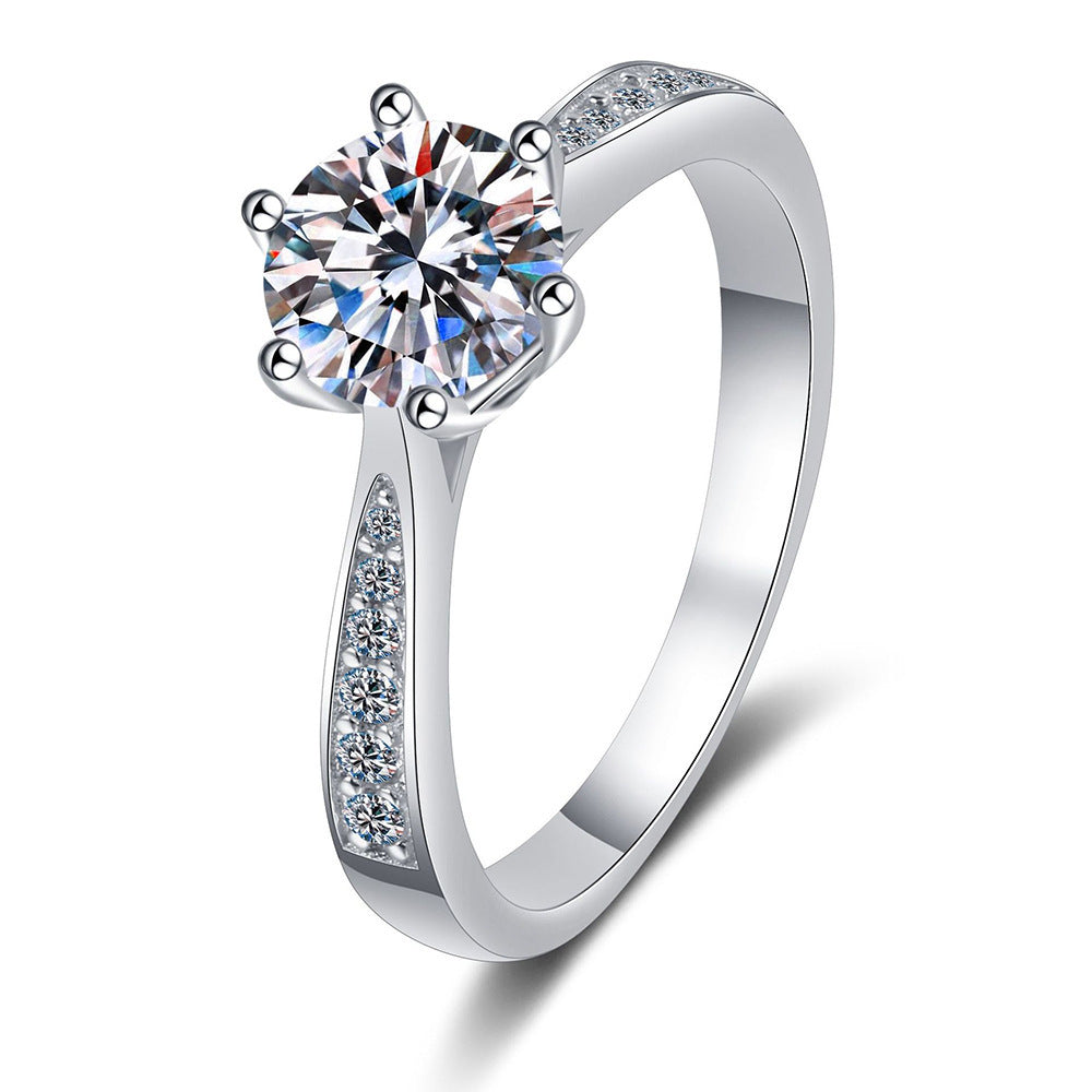 Aurae Moissanite Classic Six-Prong Solitaire Ring S925 Sterling Silver D VVS1 product front view