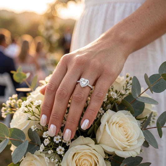 Moissanite Romantic Heart Halo Ring