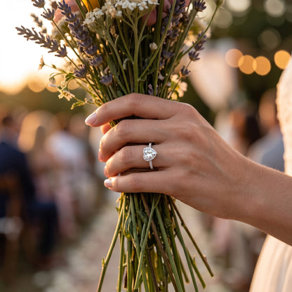 Moissanite Romantic Heart Halo Ring