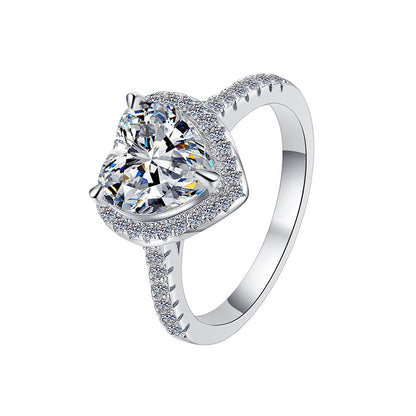 Moissanite Romantic Heart Halo Ring