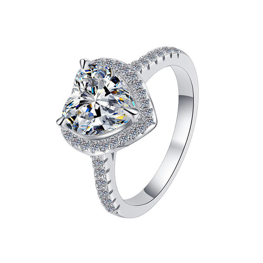 Moissanite Romantic Heart Halo Ring