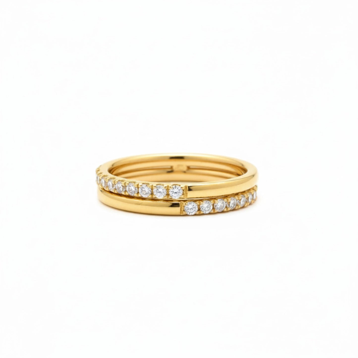 Moissanite Gold Double-Layer Band Ring