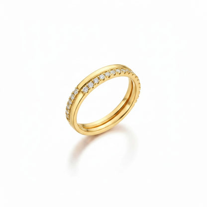 Moissanite Gold Double-Layer Band Ring