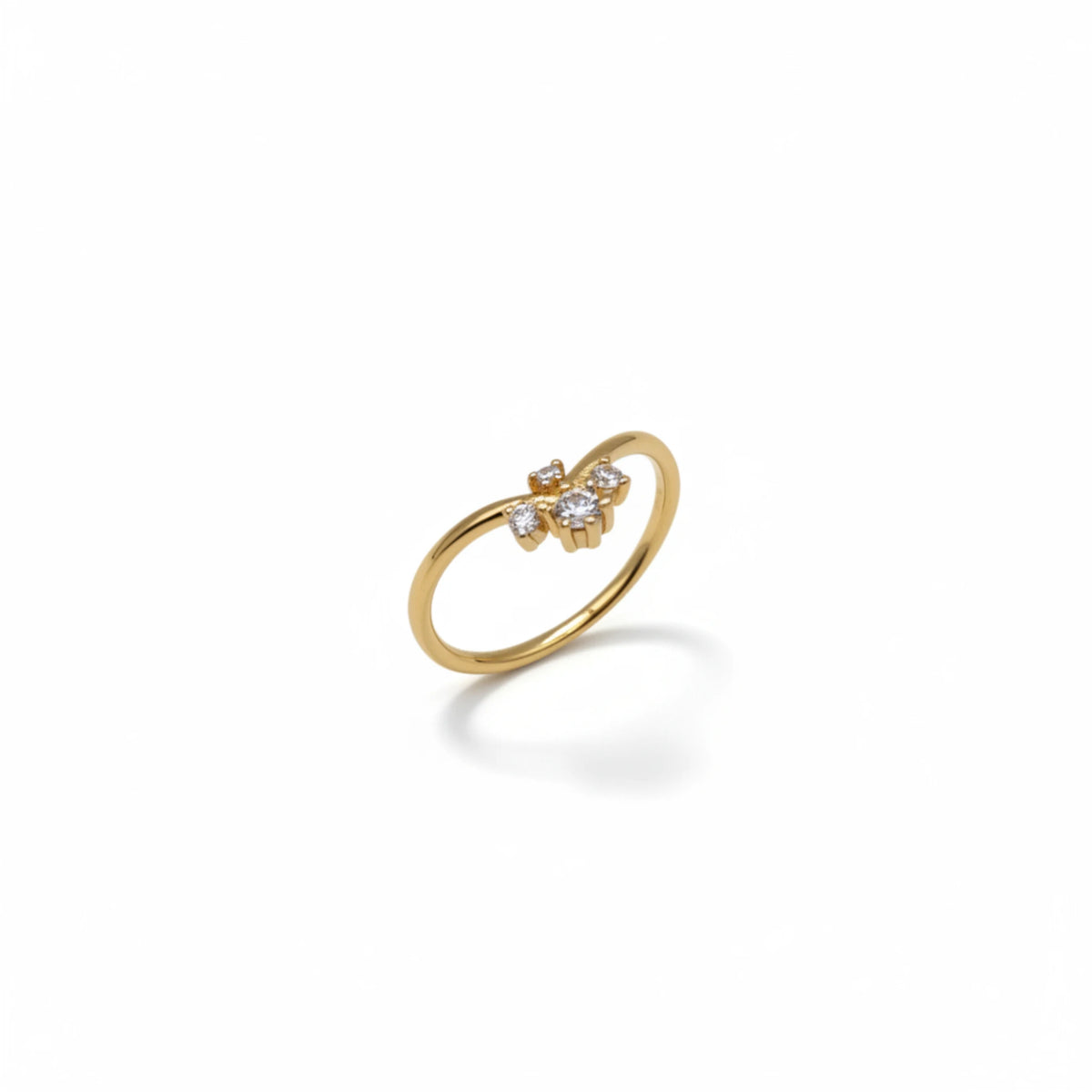 Moissanite Gold V-Shaped Band Ring