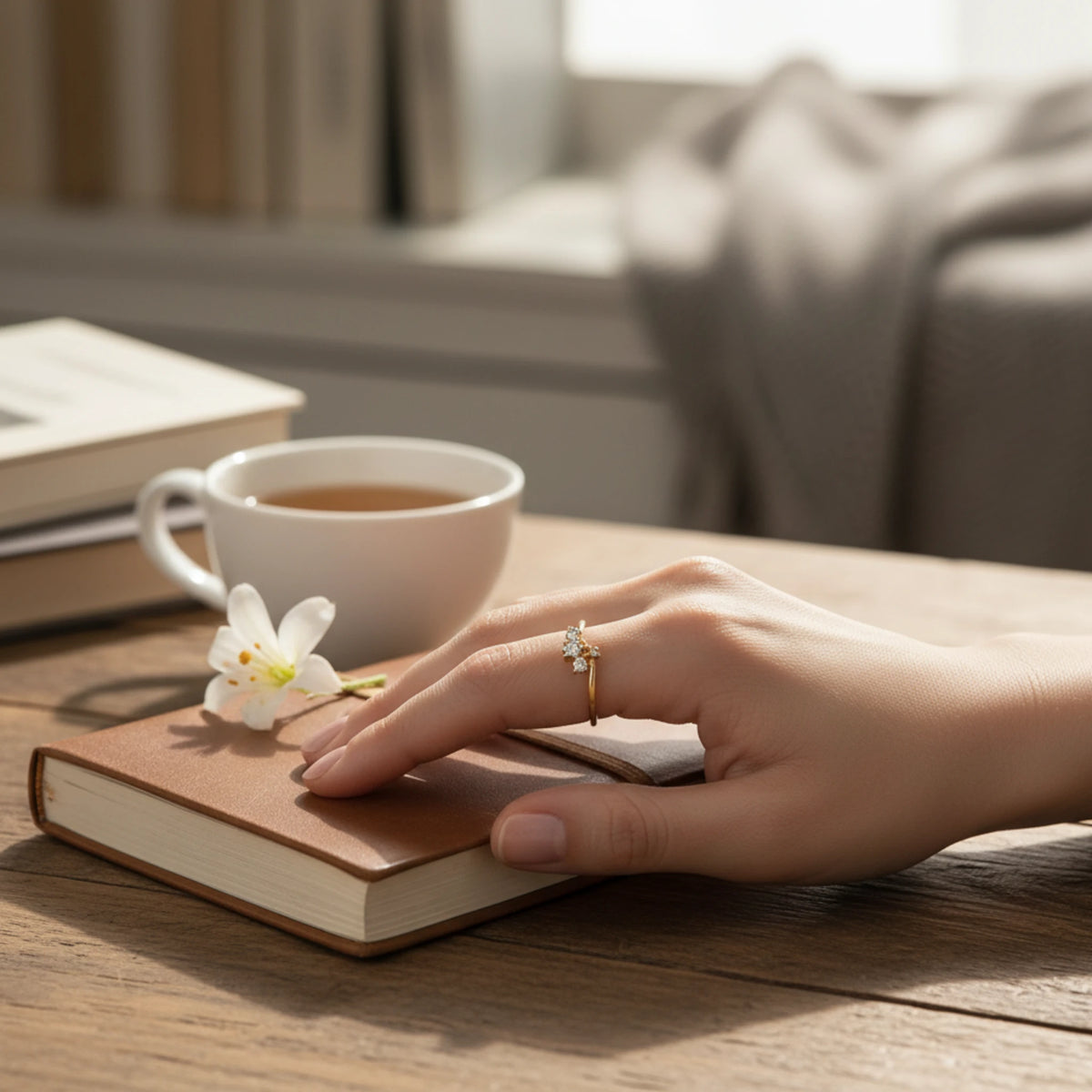Moissanite Gold V-Shaped Band Ring