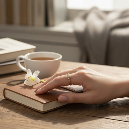 Moissanite Gold V-Shaped Band Ring