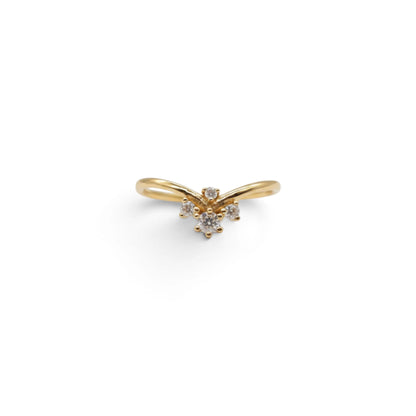 Moissanite Gold V-Shaped Band Ring