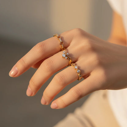 Moissanite Gold Modern Band Ring