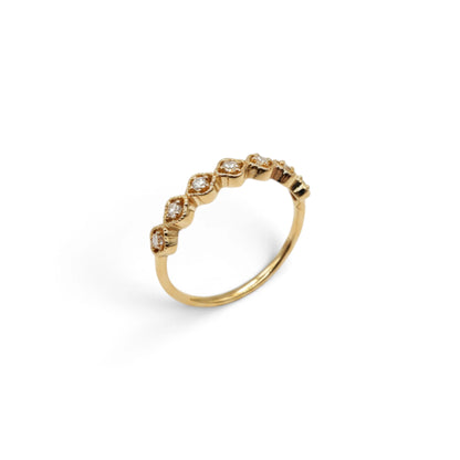 Moissanite Gold Seven-Stone Floral Crown Ring