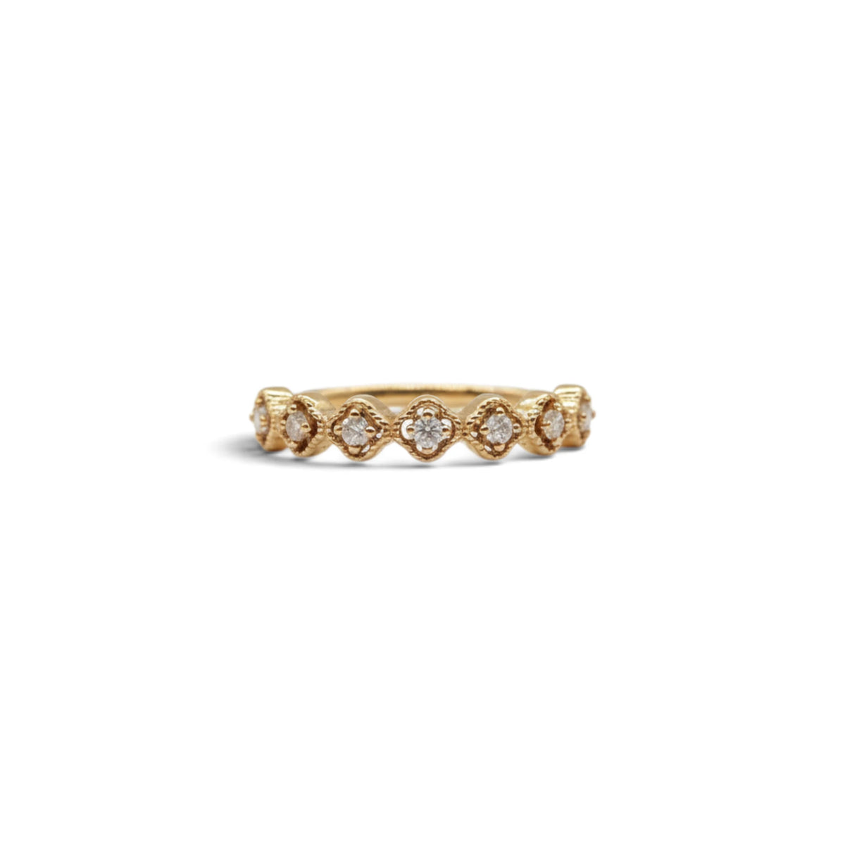 Moissanite Gold Seven-Stone Floral Crown Ring