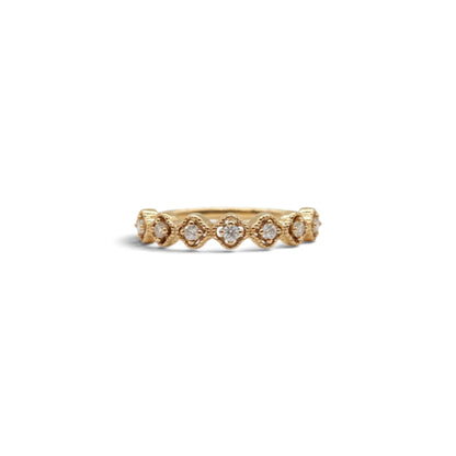 Moissanite Gold Seven-Stone Floral Crown Ring