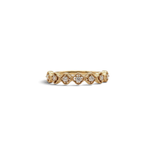 Moissanite Gold Seven-Stone Floral Crown Ring