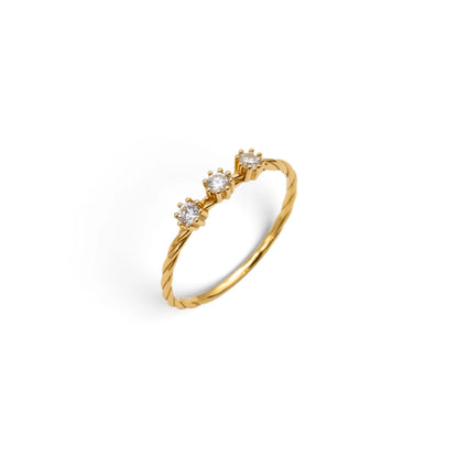 Moissanite Gold Three-Stone Twist Band Ring