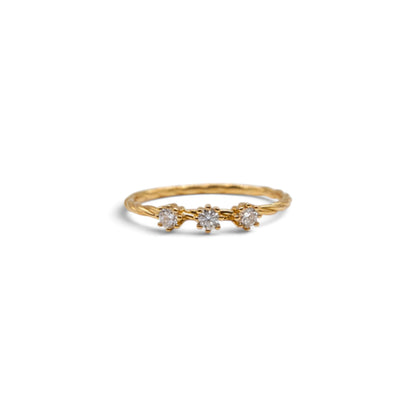 Moissanite Gold Three-Stone Twist Band Ring