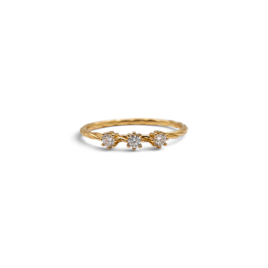Moissanite Gold Three-Stone Twist Band Ring