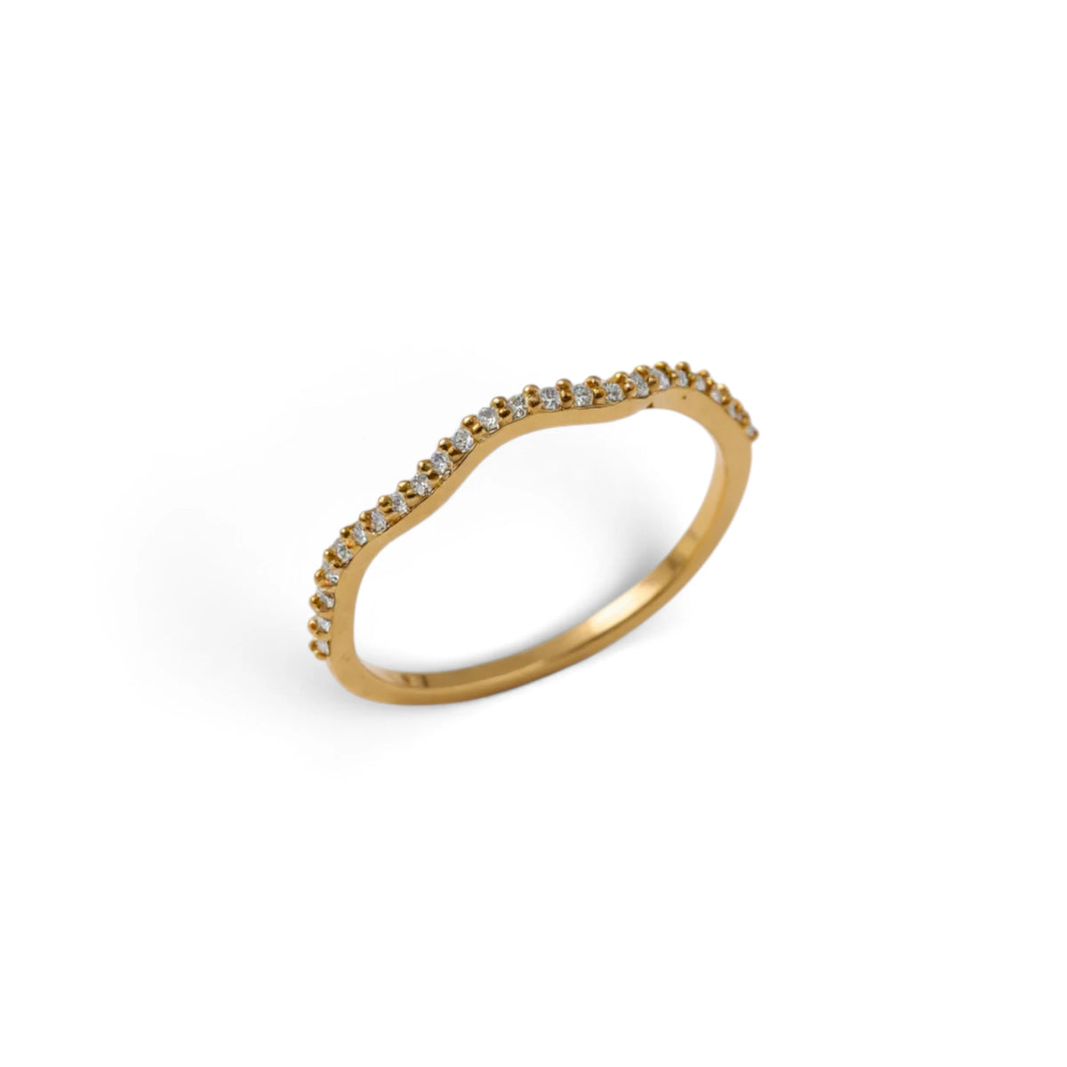Moissanite Gold Wave Band Ring