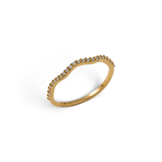 Moissanite Gold Wave Band Ring