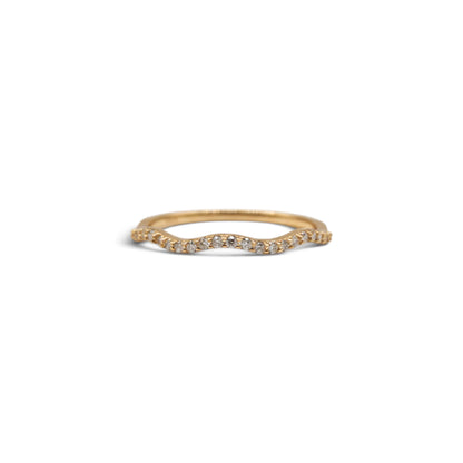 Moissanite Gold Wave Band Ring